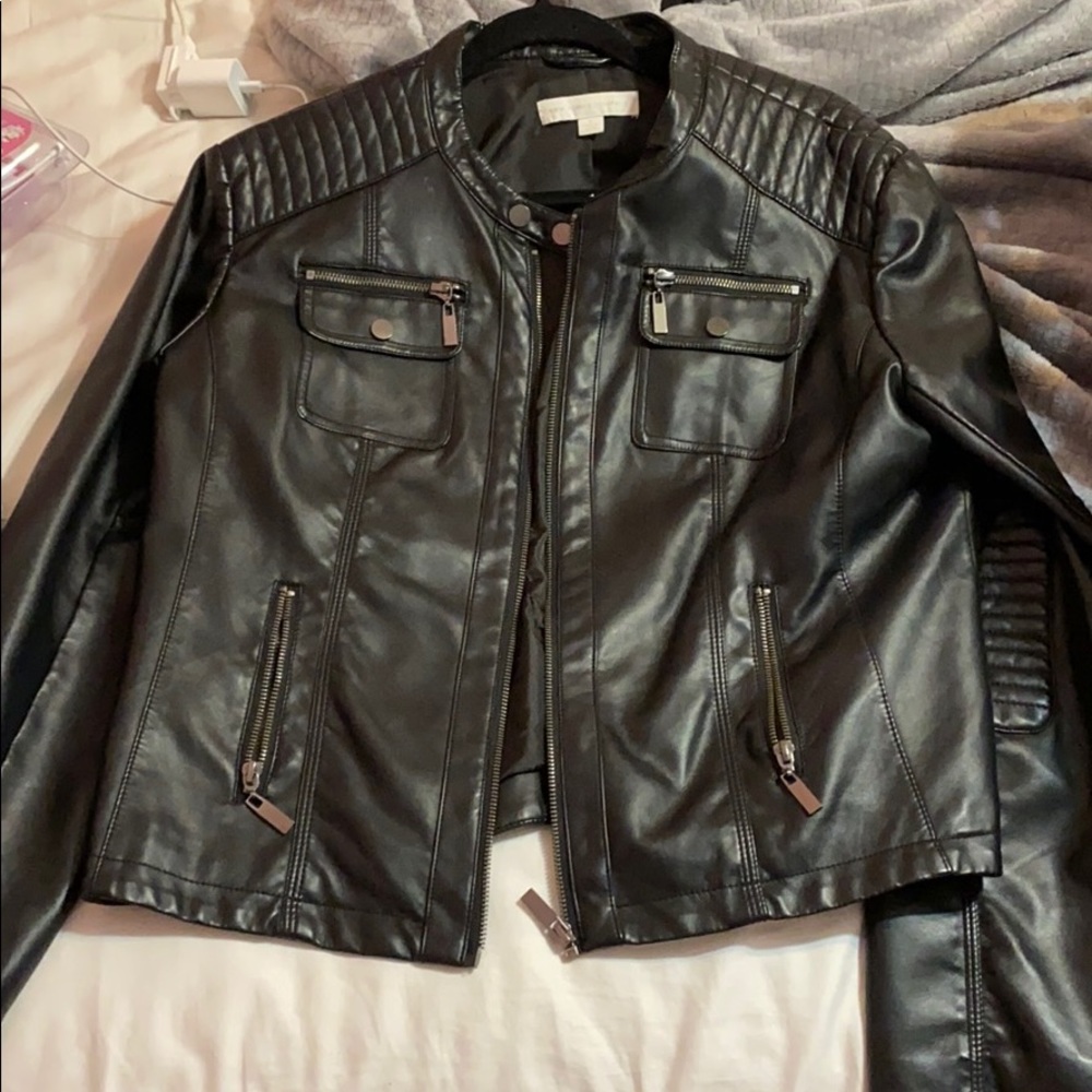 black leather jacket